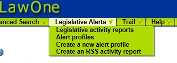 Legislative Alerts Menu