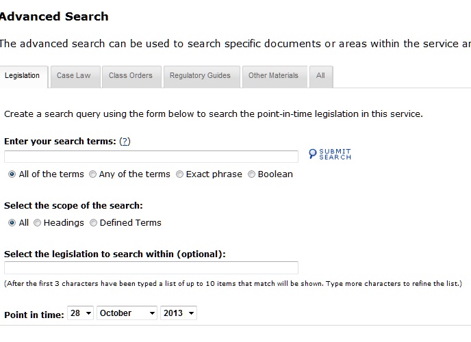 Point-in-Time Legislation Search